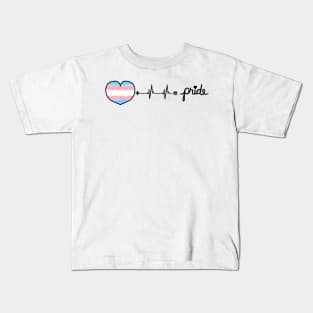 Trans Pride Flag Heart + Heartbeat = Pride Design Kids T-Shirt